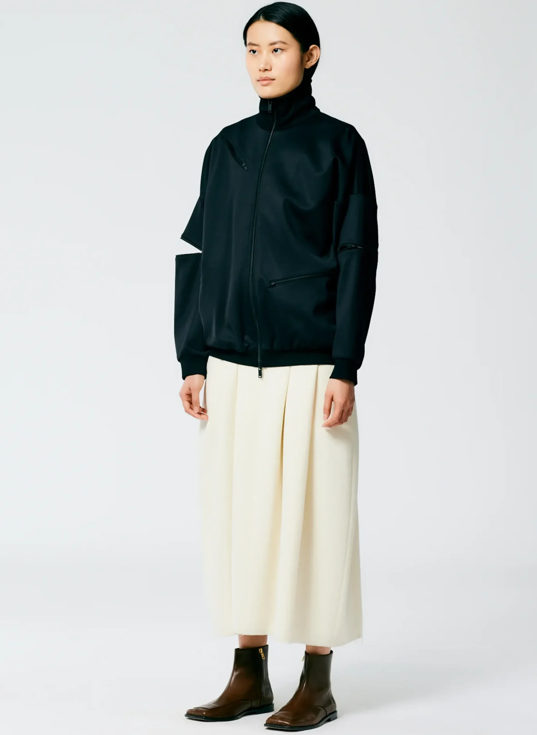 Active Knit Zipper Detailed Track Jacket-Tibi Sale