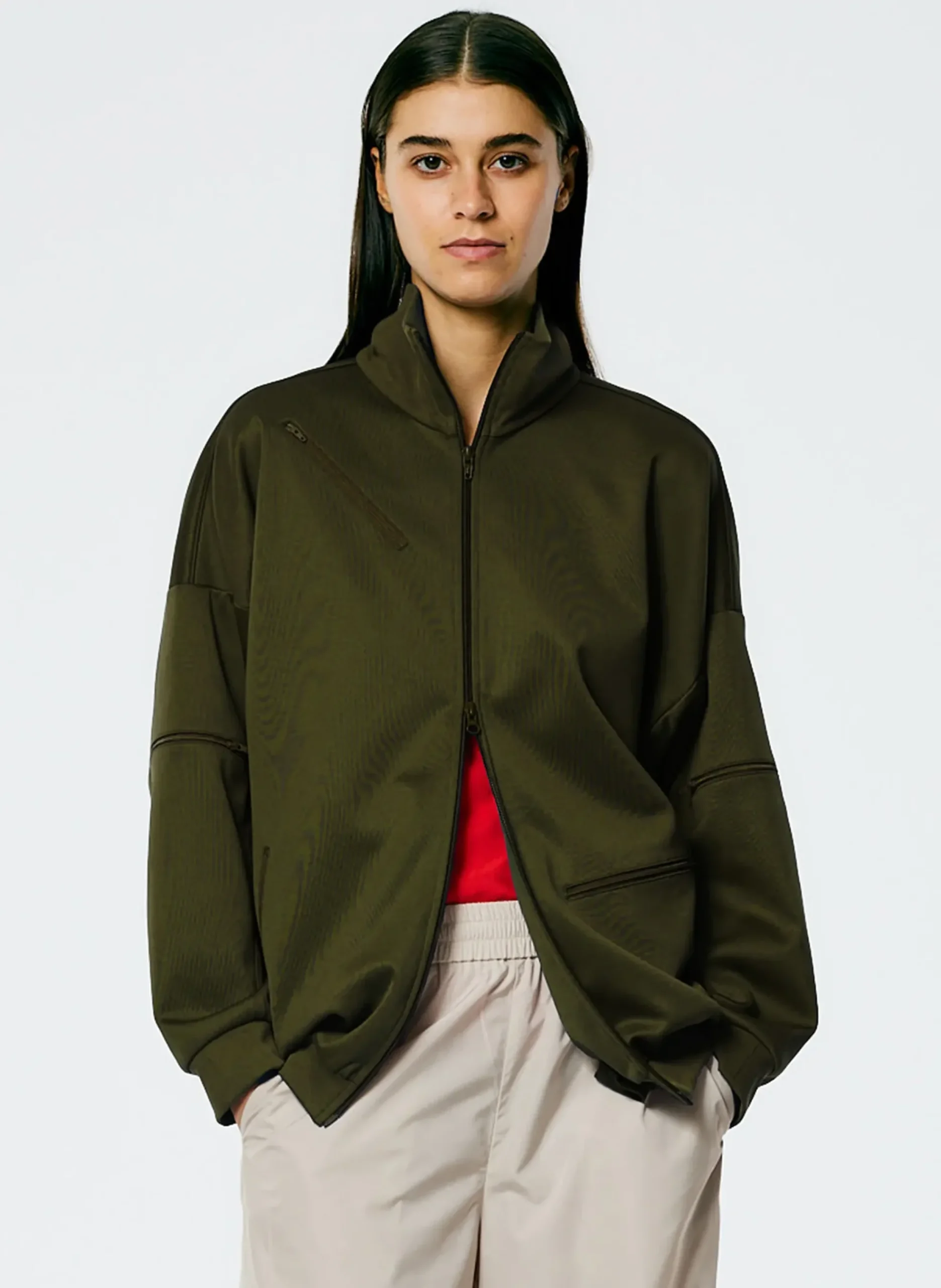 Active Knit Zipper Detailed Track Jacket-Tibi Hot