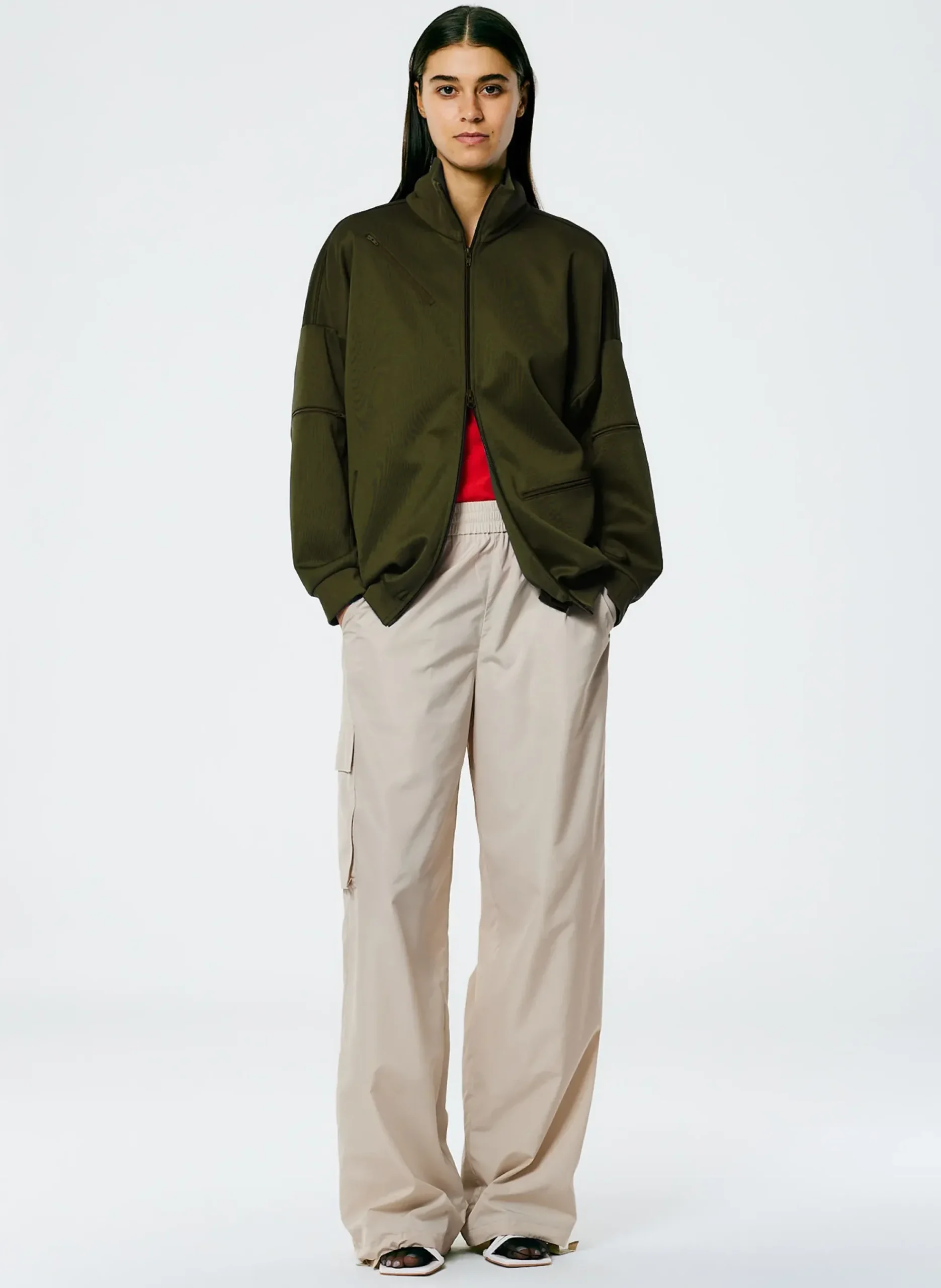 Active Knit Zipper Detailed Track Jacket-Tibi Hot