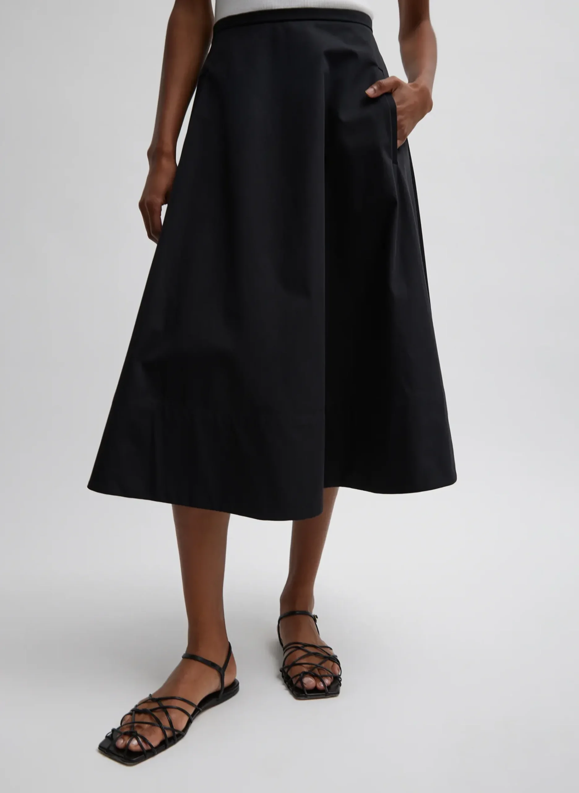 Bonded Luxe Twill Circle Skirt-Tibi Clearance
