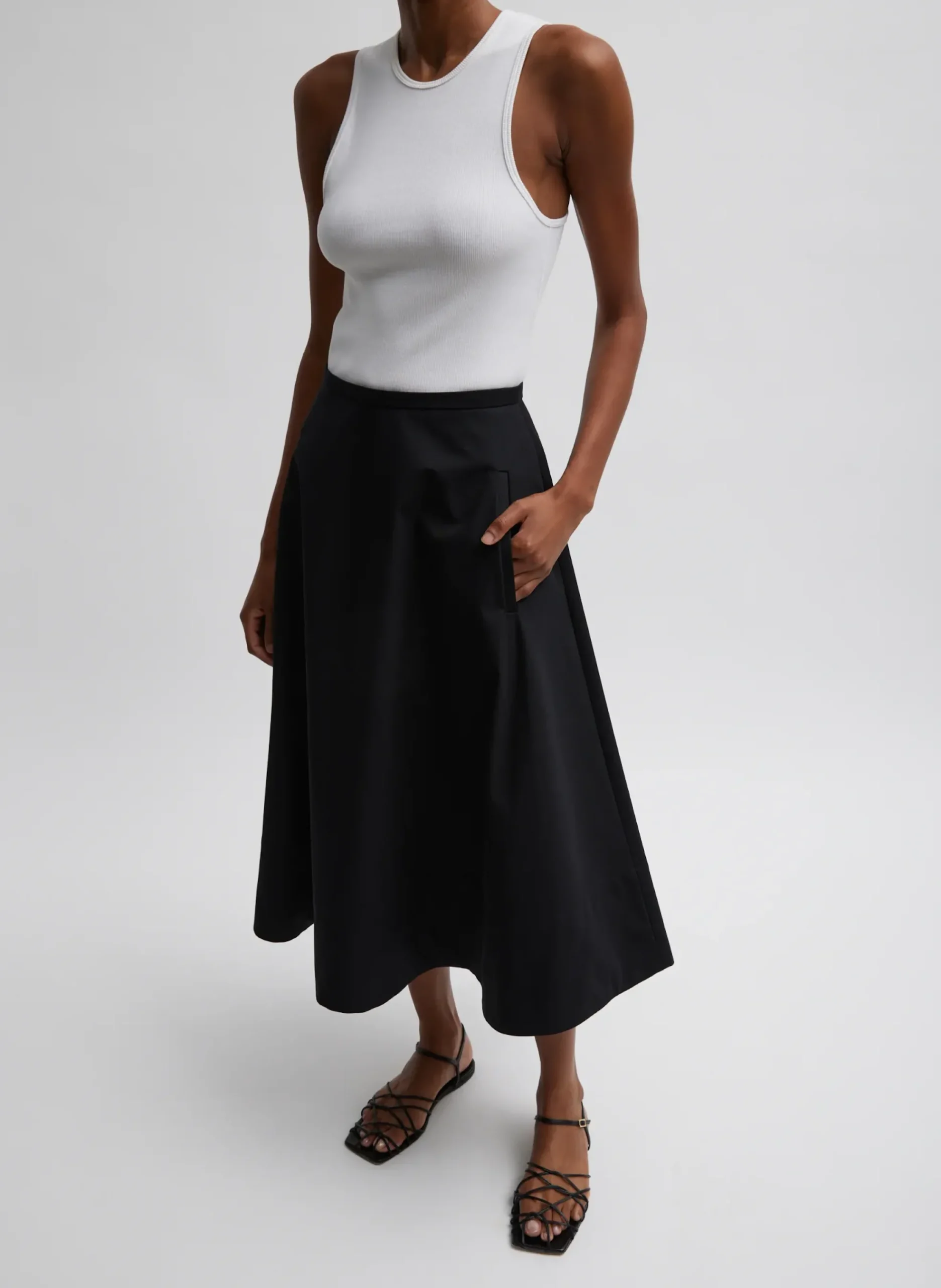 Bonded Luxe Twill Circle Skirt-Tibi Clearance