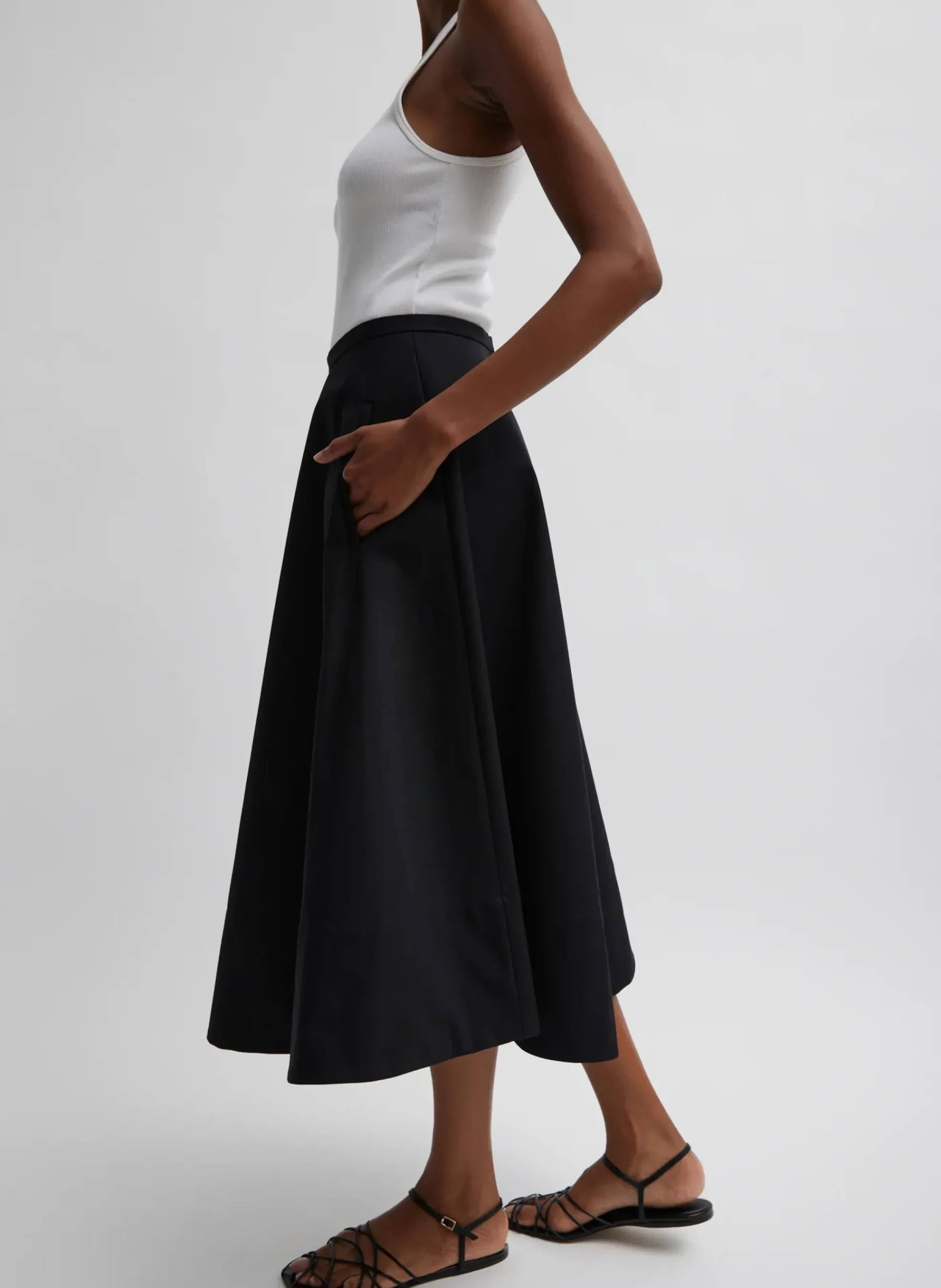 Bonded Luxe Twill Circle Skirt-Tibi Clearance