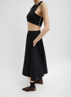 Bonded Luxe Twill Square Neck Cropped Top-Tibi Fashion