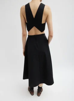 Bonded Luxe Twill Square Neck Cropped Top-Tibi Fashion