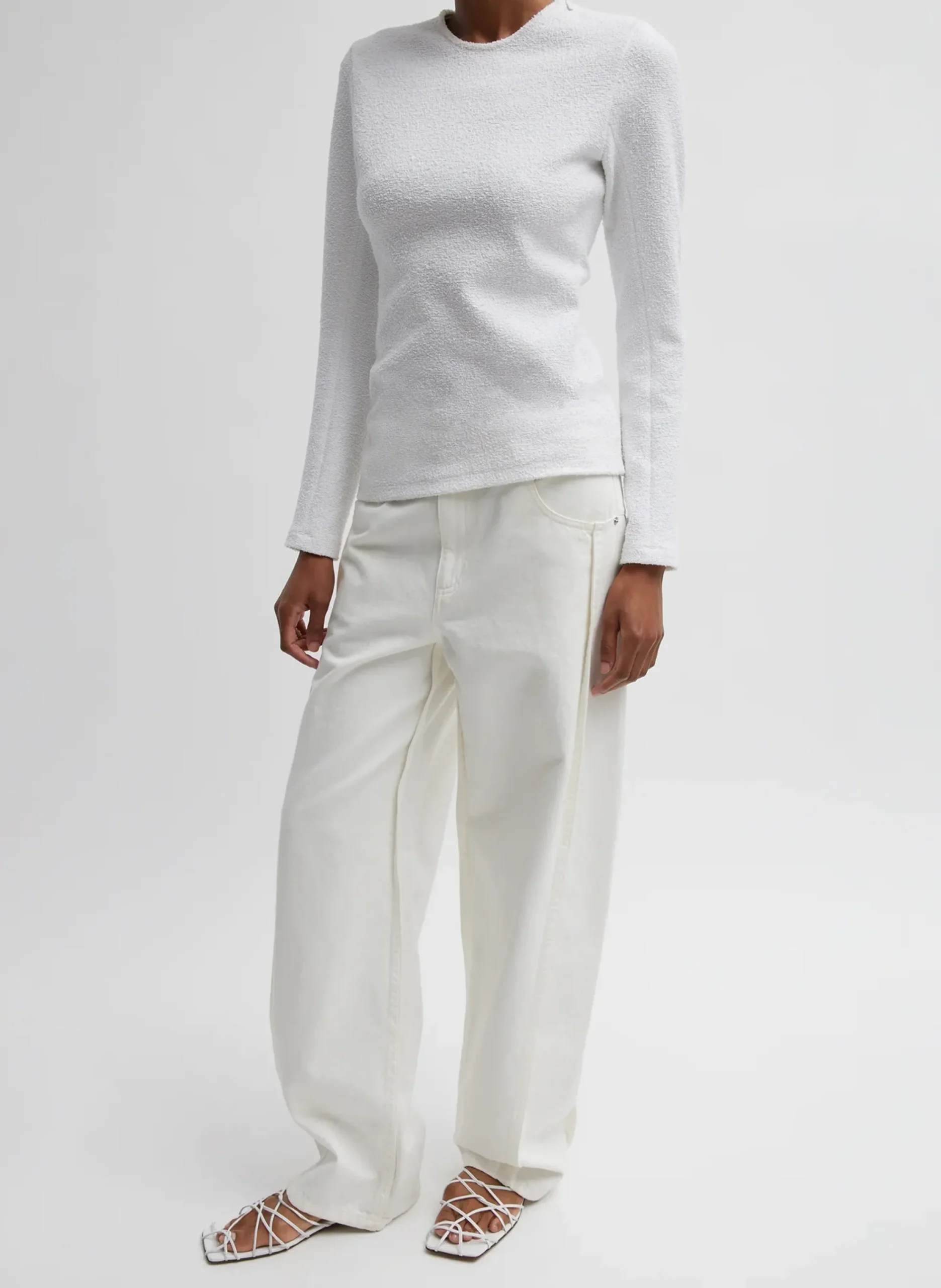 Boucle Knit Long Sleeve Circular Top-Tibi Clearance