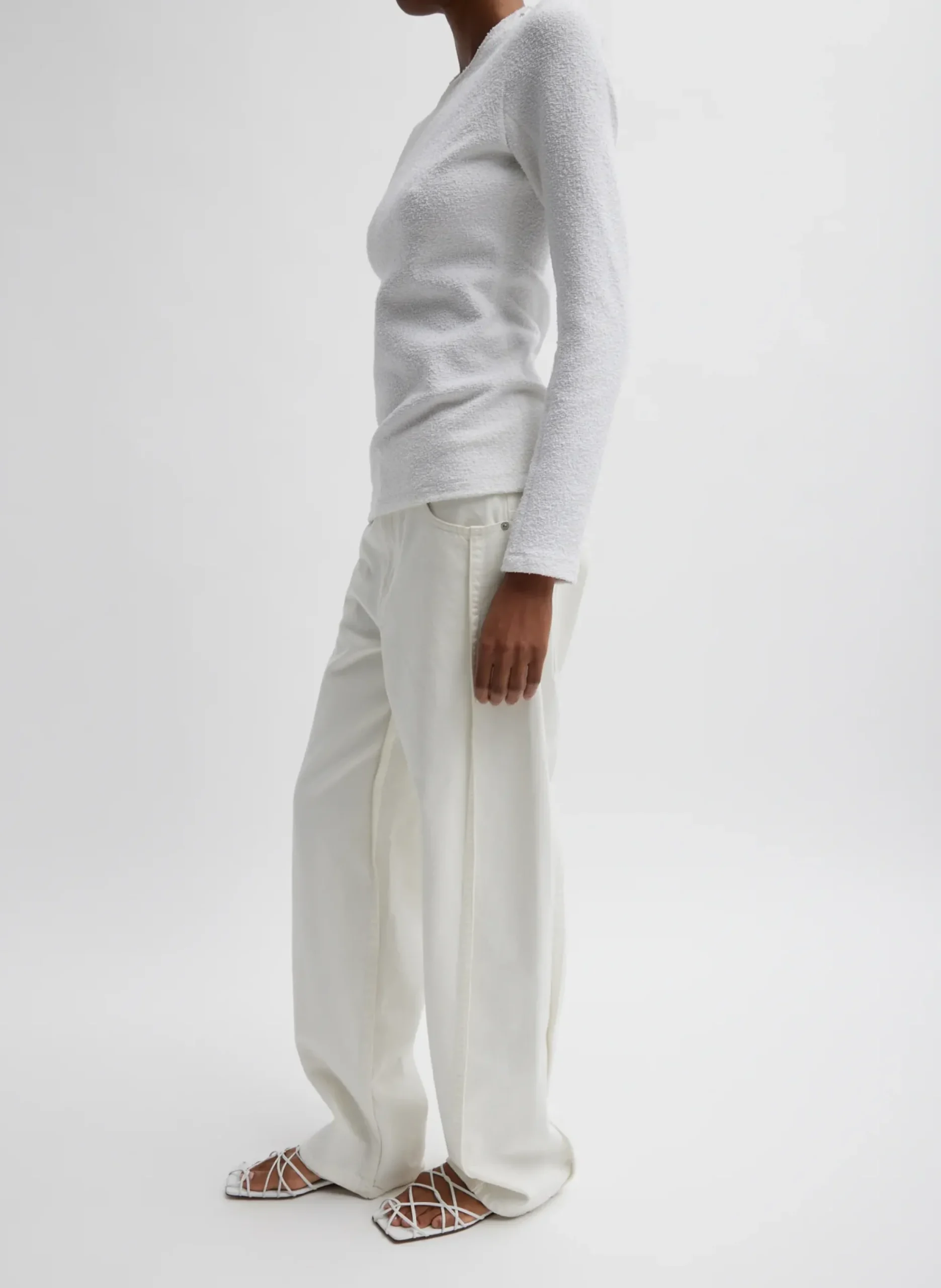 Boucle Knit Long Sleeve Circular Top-Tibi Clearance
