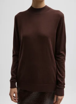 Cashmere Silk Blend Mock Neck Easy Sweater-Tibi Online