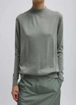 Cashmere Silk Blend Mock Neck Easy Sweater-Tibi Clearance