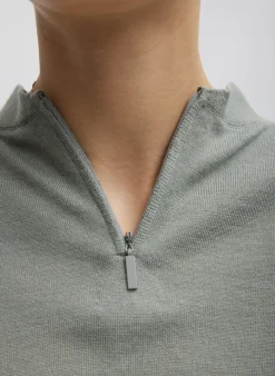 Cashmere Silk Blend Mock Neck Easy Sweater-Tibi Clearance