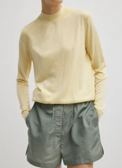 Cashmere Silk Blend Mock Neck Easy Sweater-Tibi Fashion