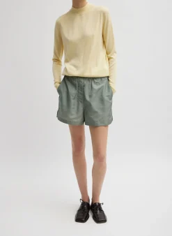 Cashmere Silk Blend Mock Neck Easy Sweater-Tibi Fashion