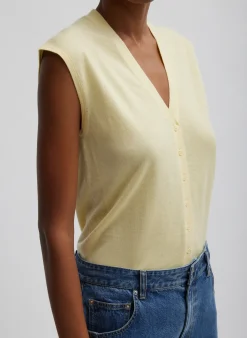 Cashmere Silk Blend Sleeveless Button Down Sweater-Tibi Clearance