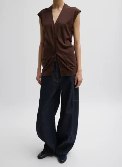Cashmere Silk Blend Sleeveless Button Down Sweater-Tibi Best