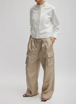 Chino Holly Bracelet Sleeve Shirt-Tibi Hot