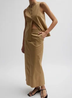 Chino Maxi Skirt-Tibi Hot