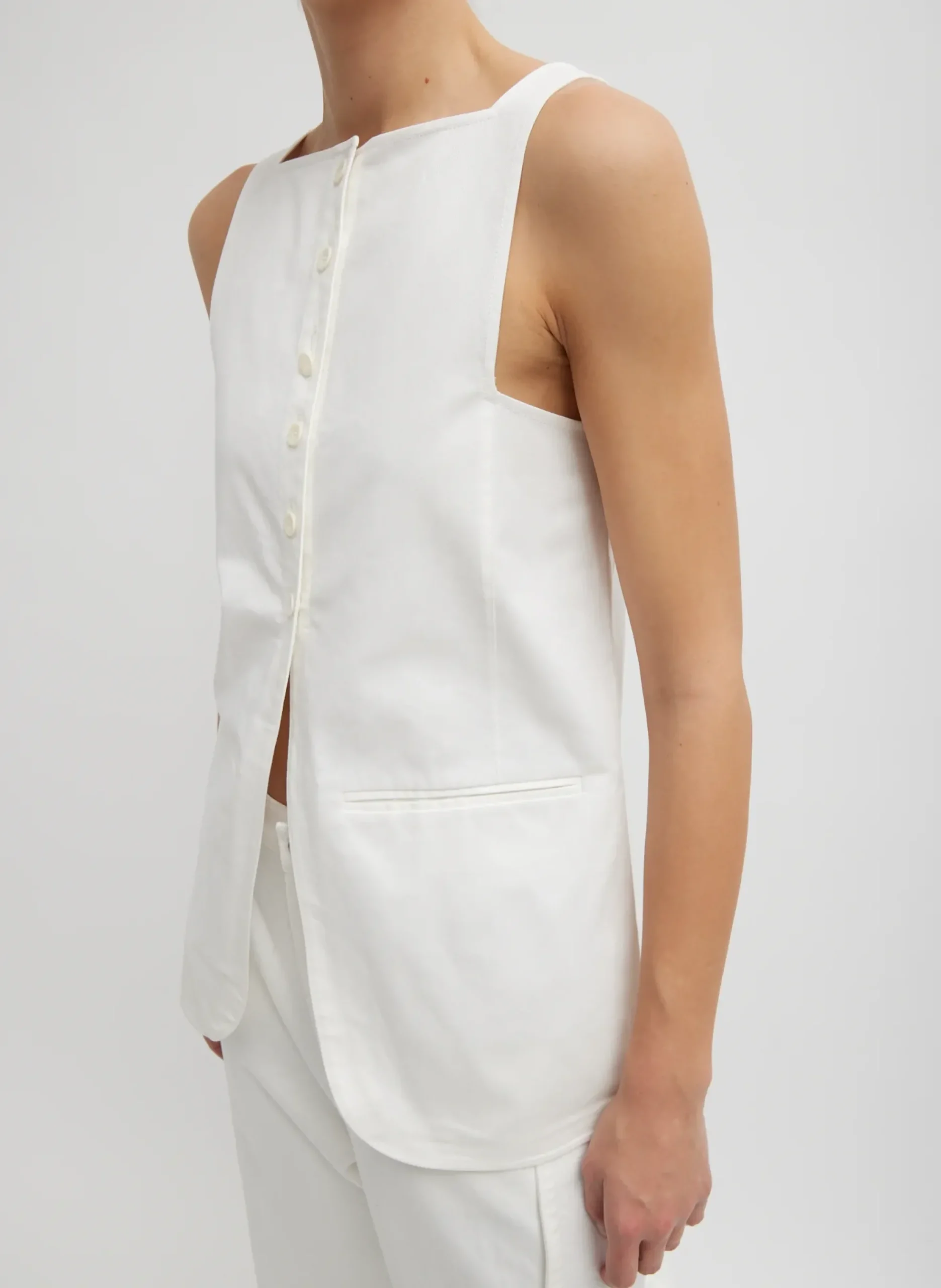 Chino Slit Front Sleeveless Tunic-Tibi Best