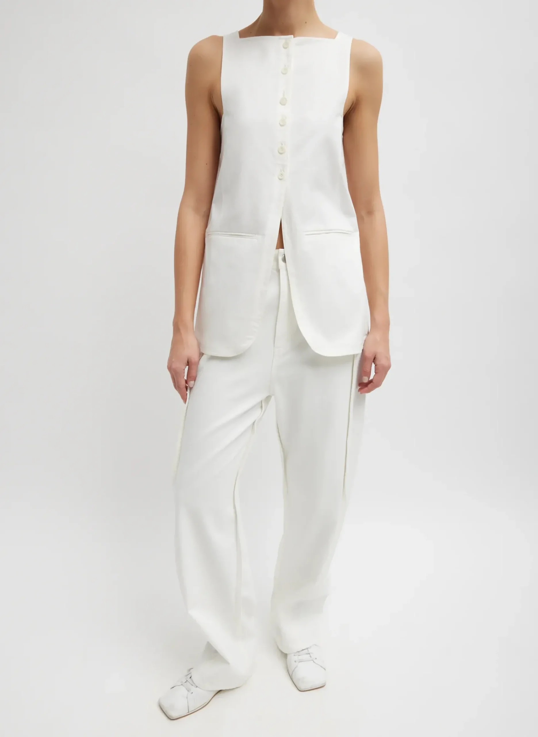 Chino Slit Front Sleeveless Tunic-Tibi Best