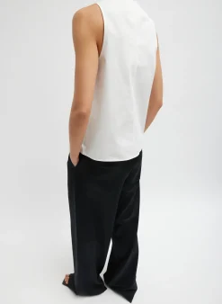 Chino Slit Front Sleeveless Top-Tibi Fashion