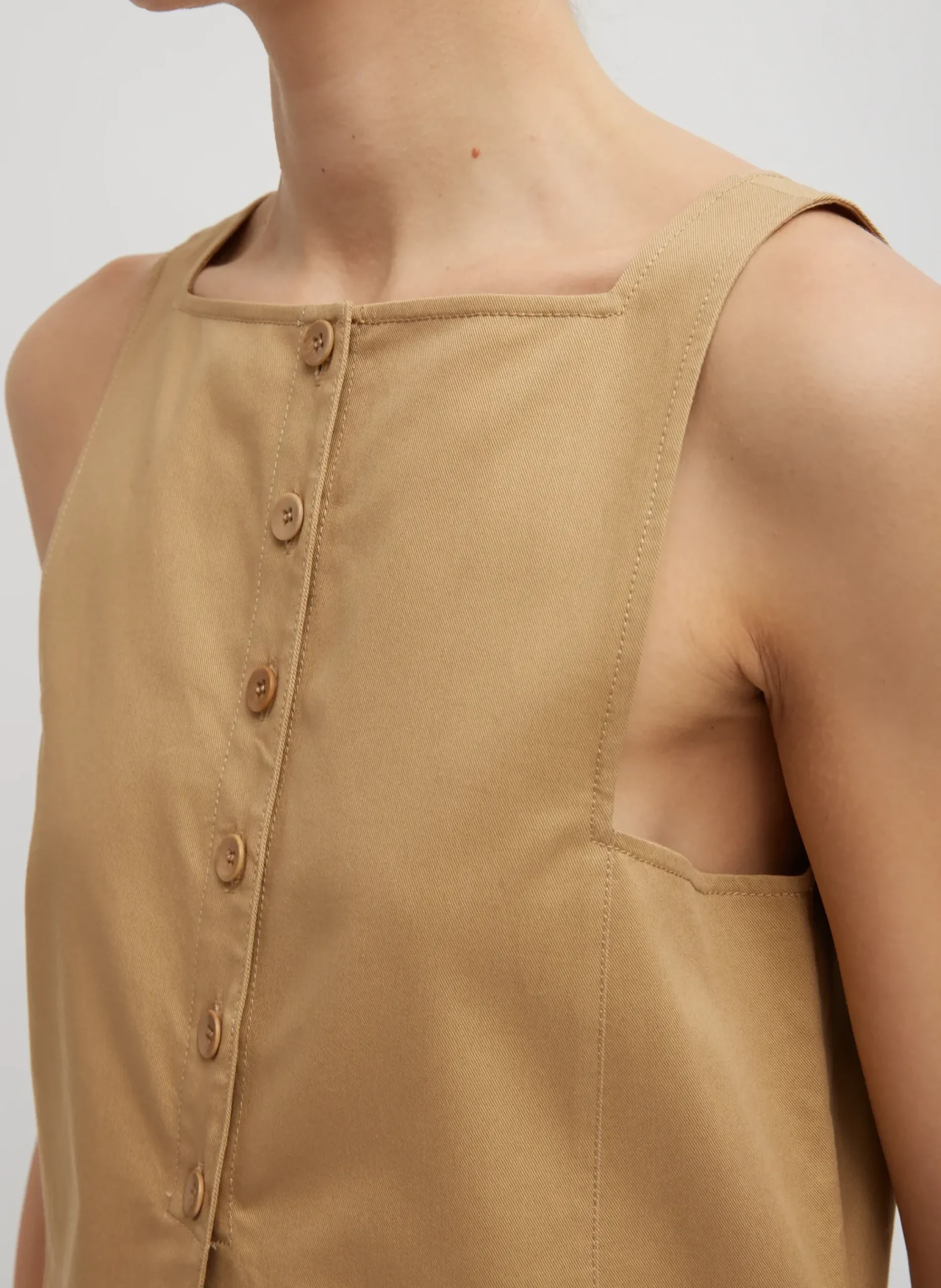 Chino Slit Front Sleeveless Tunic-Tibi Sale