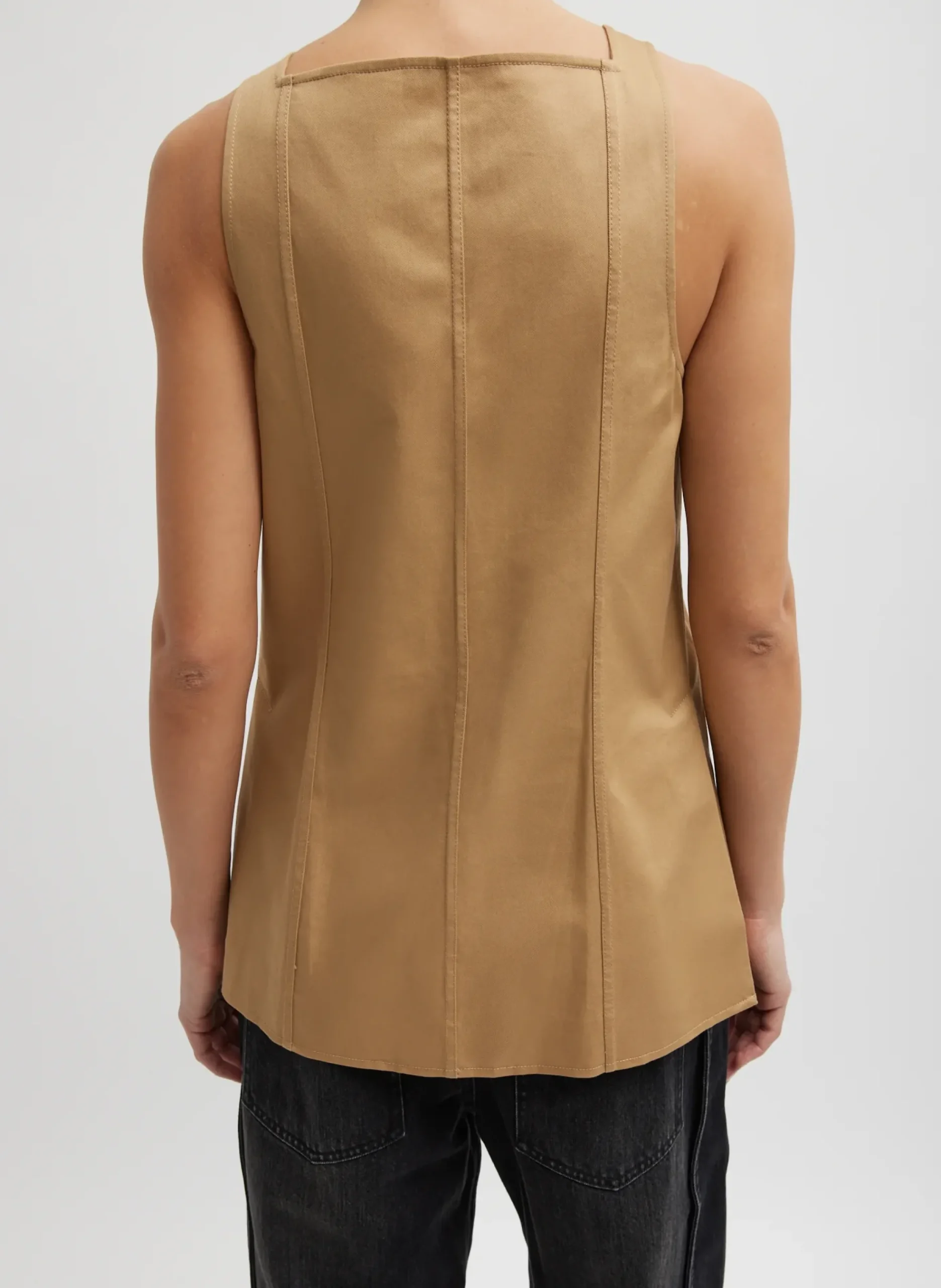 Chino Slit Front Sleeveless Tunic-Tibi Sale