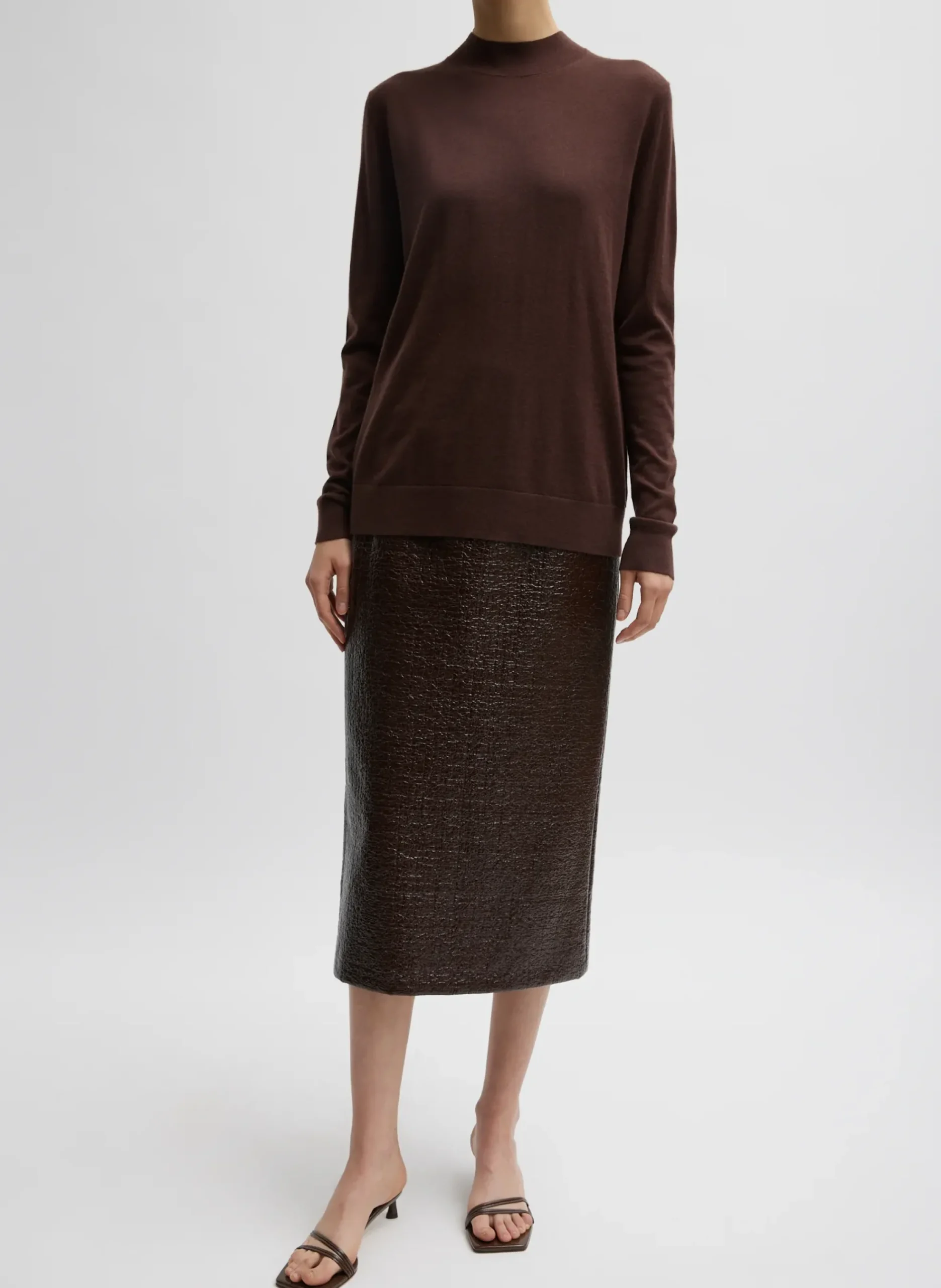 Coated Basketweave Pencil Skirt-Tibi Outlet