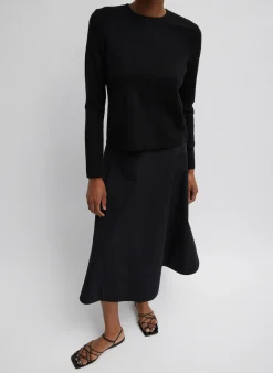 Compact Stretch Cashmere Long Sleeve Open Back Sweater-Tibi Hot