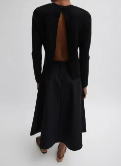 Compact Stretch Cashmere Long Sleeve Open Back Sweater-Tibi Hot