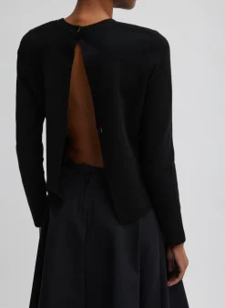 Compact Stretch Cashmere Long Sleeve Open Back Sweater-Tibi Hot