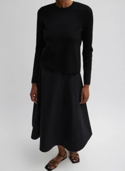 Compact Stretch Cashmere Long Sleeve Open Back Sweater-Tibi Hot