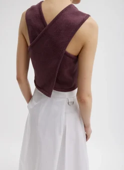 Cotton Criss Cross Cropped Sleeveless Sweater-Tibi Outlet