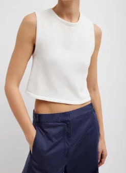 Cotton Criss Cross Cropped Sleeveless Sweater-Tibi New