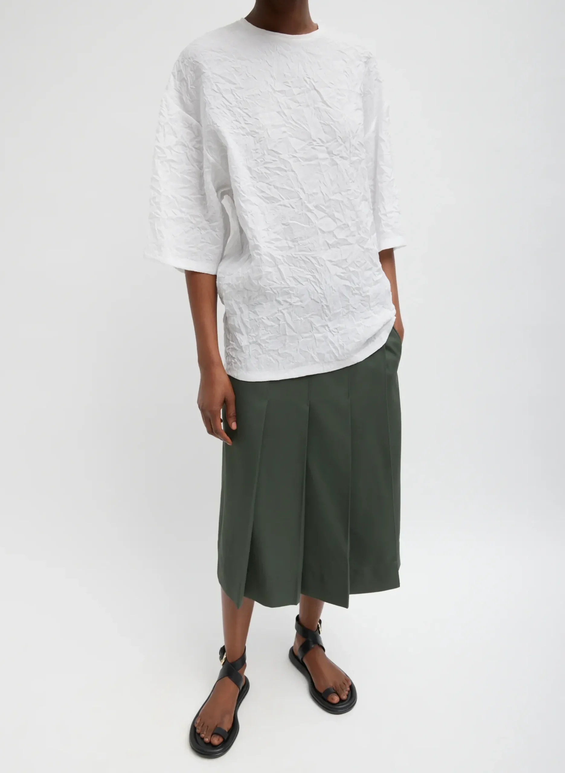 Crinkle Shirting Easy T-Shirt-Tibi Discount