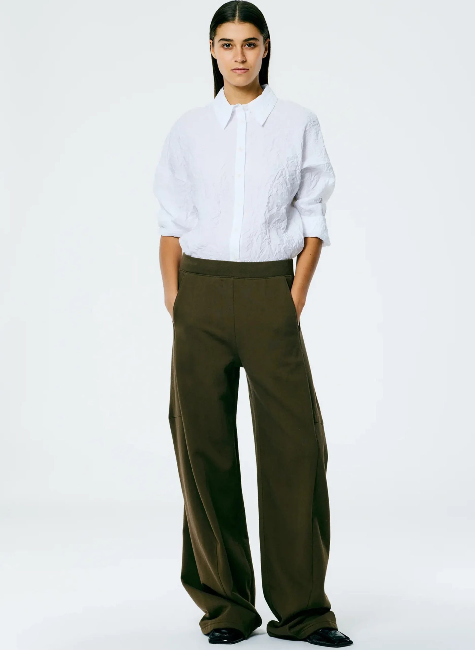 Crinkle Shirting Oversized Shirt-Tibi Hot