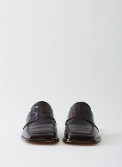 Croc Print Pedro Slide Square Toe Loafer-Tibi Outlet