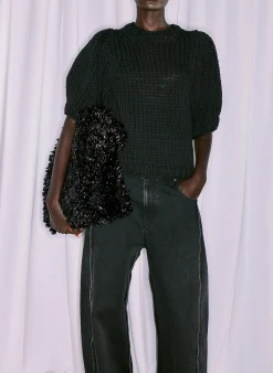 Deluxe Tube Yarn Sweater Mini Puff Pullover-Tibi Outlet