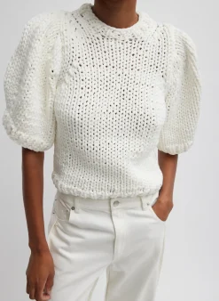 Deluxe Tube Yarn Sweater Mini Puff Pullover-Tibi New