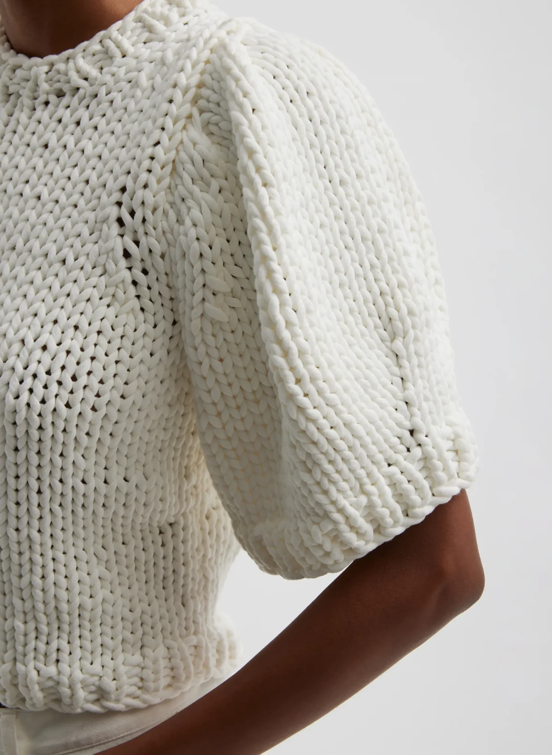 Deluxe Tube Yarn Sweater Mini Puff Pullover-Tibi New