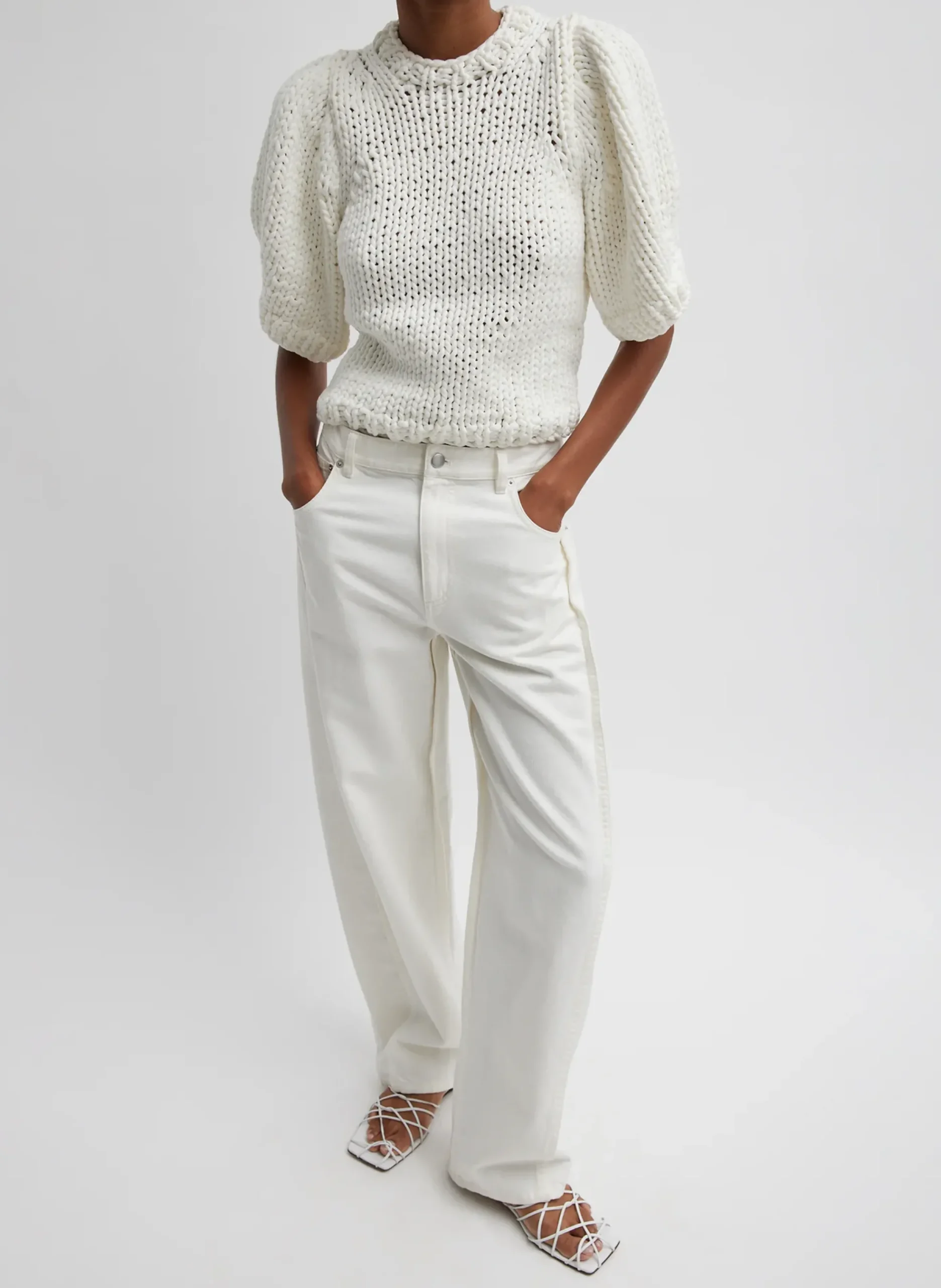 Deluxe Tube Yarn Sweater Mini Puff Pullover-Tibi New