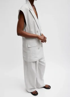 Drapey Suiting Oversized Double Breasted Vest-Tibi Clearance