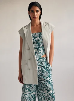Drapey Suiting Oversized Double Breasted Vest-Tibi Clearance