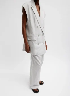 Drapey Suiting Oversized Double Breasted Vest-Tibi Clearance