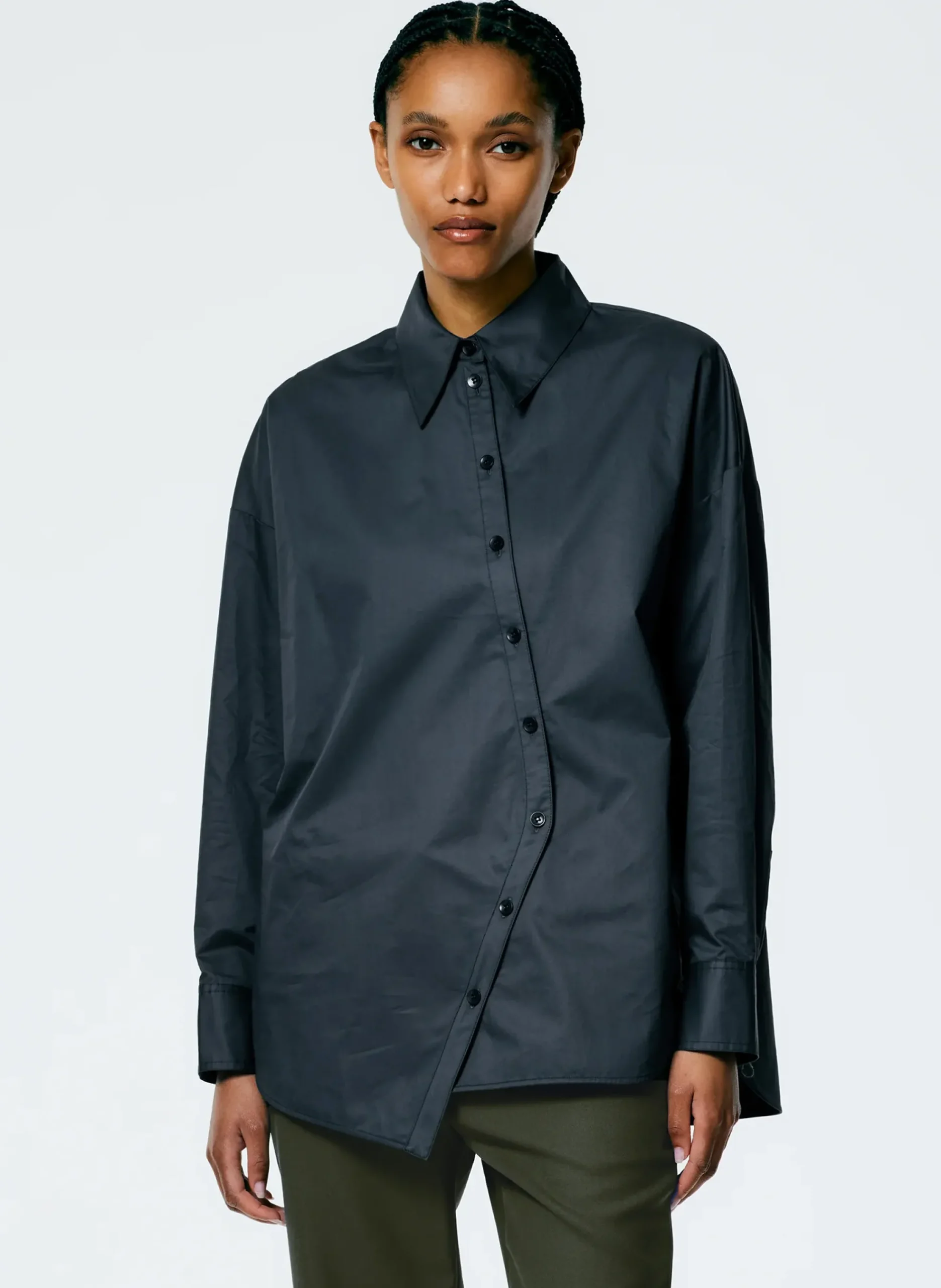 Eco Poplin Asymmetrical Shirt-Tibi Clearance