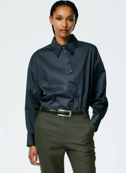 Eco Poplin Asymmetrical Shirt-Tibi Clearance