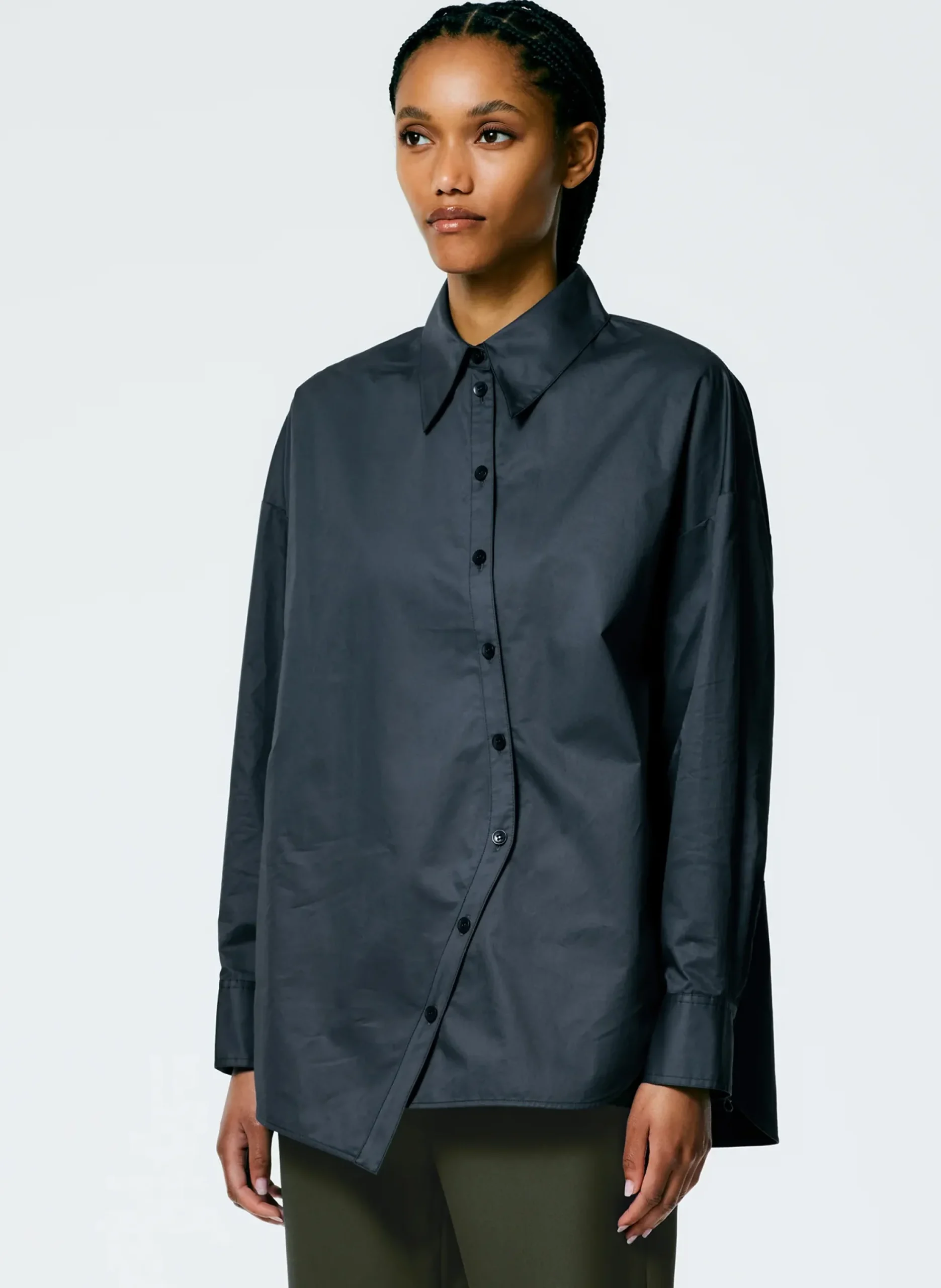 Eco Poplin Asymmetrical Shirt-Tibi Clearance