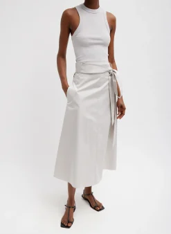 Eco Poplin Back Wrap Skirt-Tibi Hot