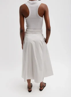 Eco Poplin Back Wrap Skirt-Tibi Hot