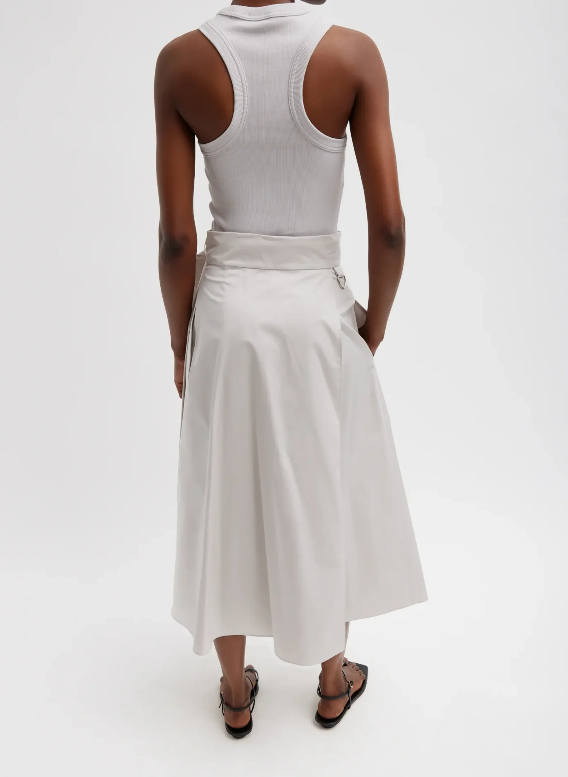 Eco Poplin Back Wrap Skirt-Tibi Hot