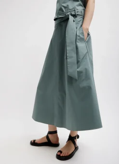 Eco Poplin Back Wrap Skirt-Tibi Clearance