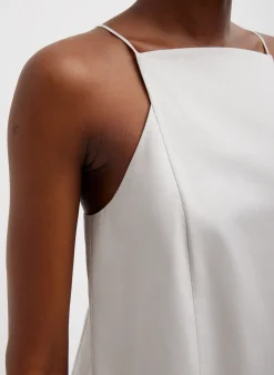 Eco Poplin Cropped Square Neck Criss Cross Tank-Tibi Online