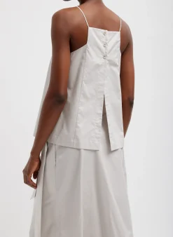 Eco Poplin Cropped Square Neck Criss Cross Tank-Tibi Online
